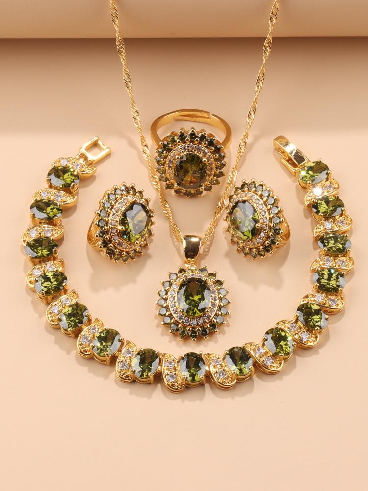 Brazil Italy Elegant Women Luxury Wedding Jewelry Sets Gold Plated Earrings Necklace Pendant Ring Bracelet For Women Gift