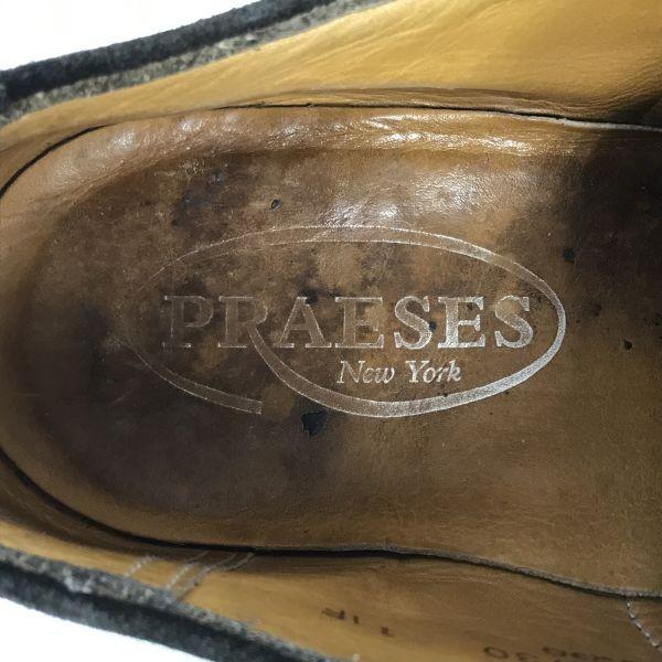 PRAESES New York 80s-90s British Suede Leather Goodyear Welt Full Brogue Wingtip Shoes Size 11F 29.0-29.5cm Brown(USED)
