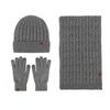 Warm Winter Knit Set Men Women Cable Beanie Scarf Gloves 3-Piece Thick Acrylic Outdoor Travel Accessory