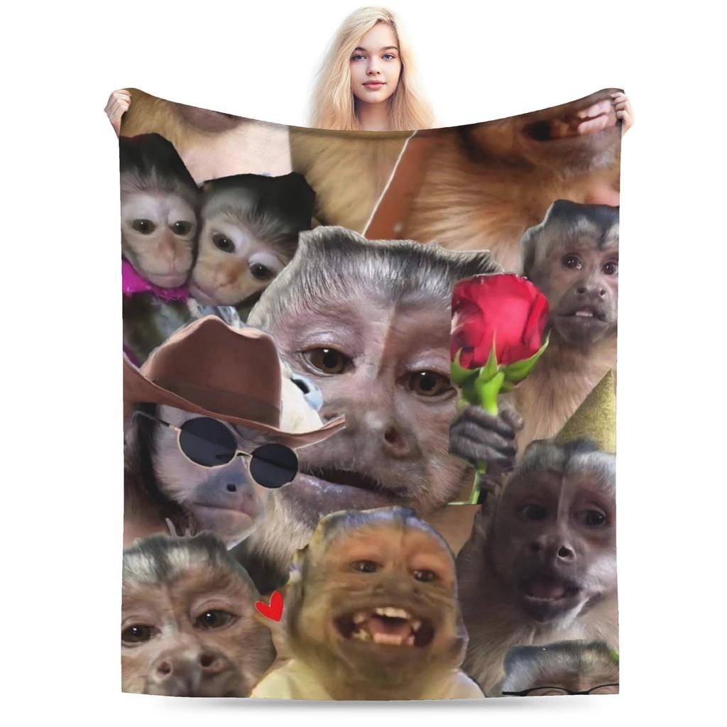 Apengezicht Grappige Meme Deken Ultra Zacht Plaid voor Bank 50x60 Inch Meerdere Maten Beddengoed Plaids