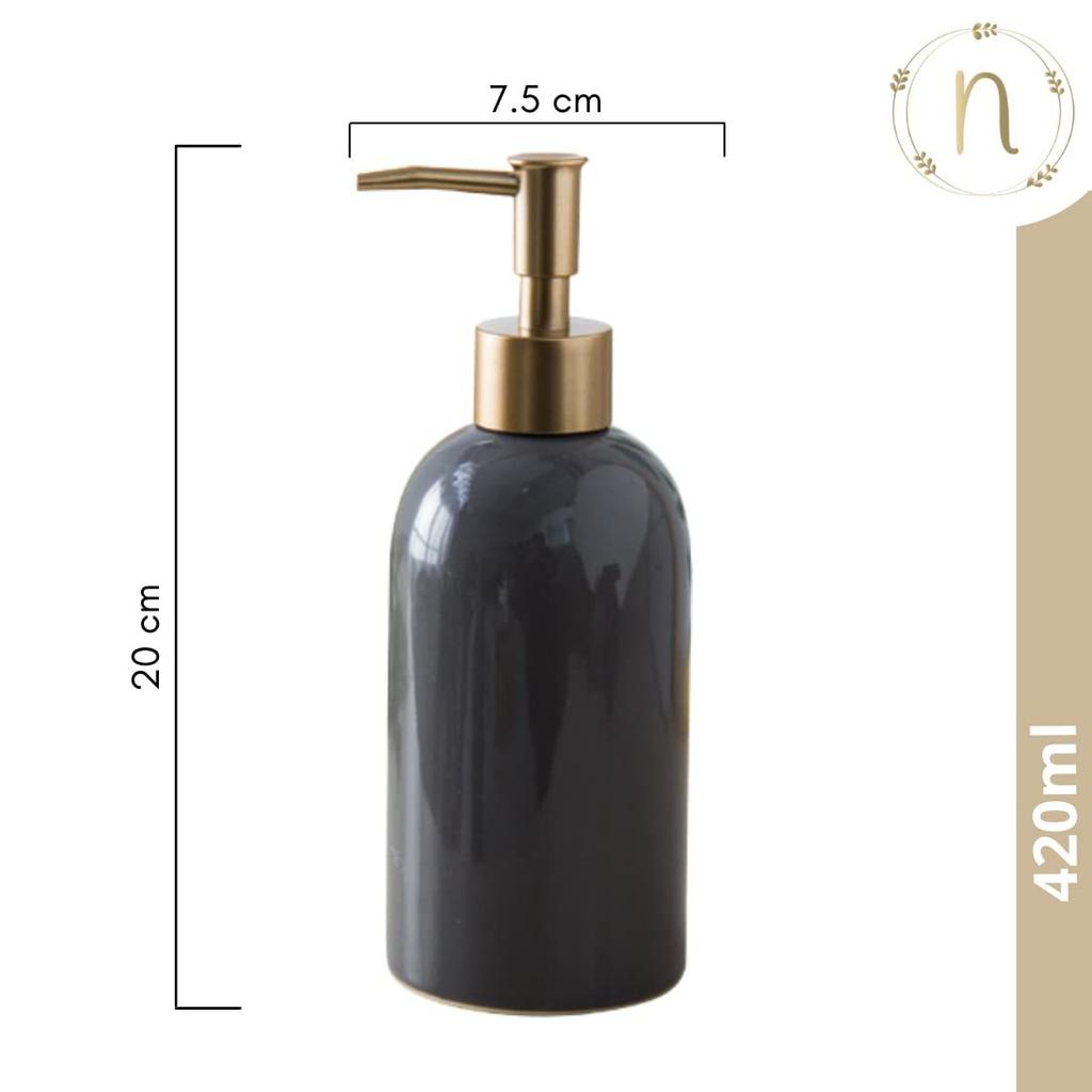 Keramischer Flüssigseifenspender für Badezimmer (420 ml) - Handwaschspenderflasche mit Pumpe für die Küche - Seifenspender