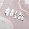 30-Piece Blue & White Porcelain Gilded Almond Nail Art Tips