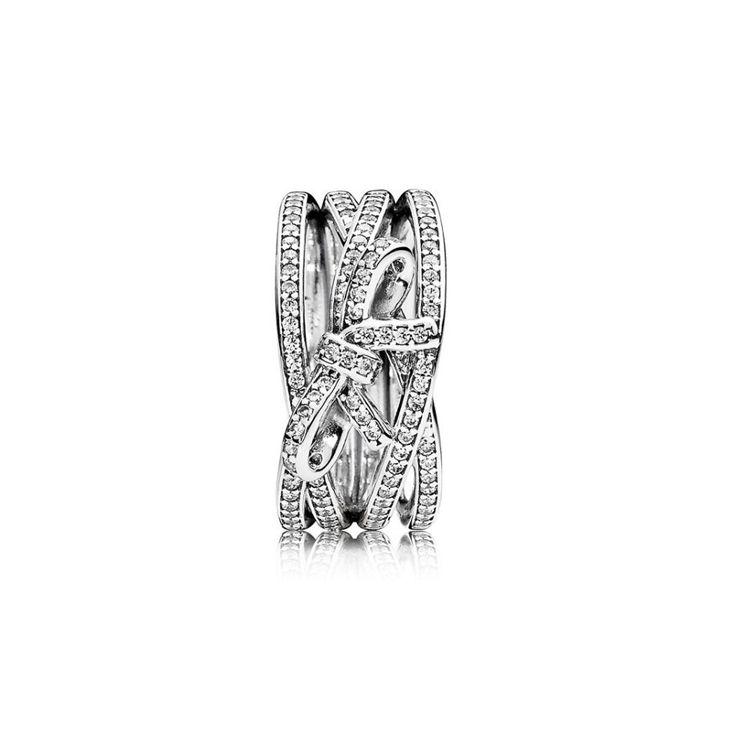 Pandora Anello in Argento 925 con Fiocco Sentimento Delicato Anelli da Donna 190995CZ