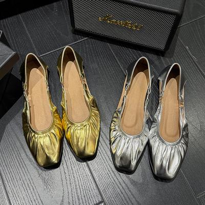 Frühling und Herbst Neuer Stil Beliebte Weiche Rollschuhe Flachschuhe mit flachem Ausschnitt Ballerina Einzelschuh Damengrößen Zapatos Mujer
