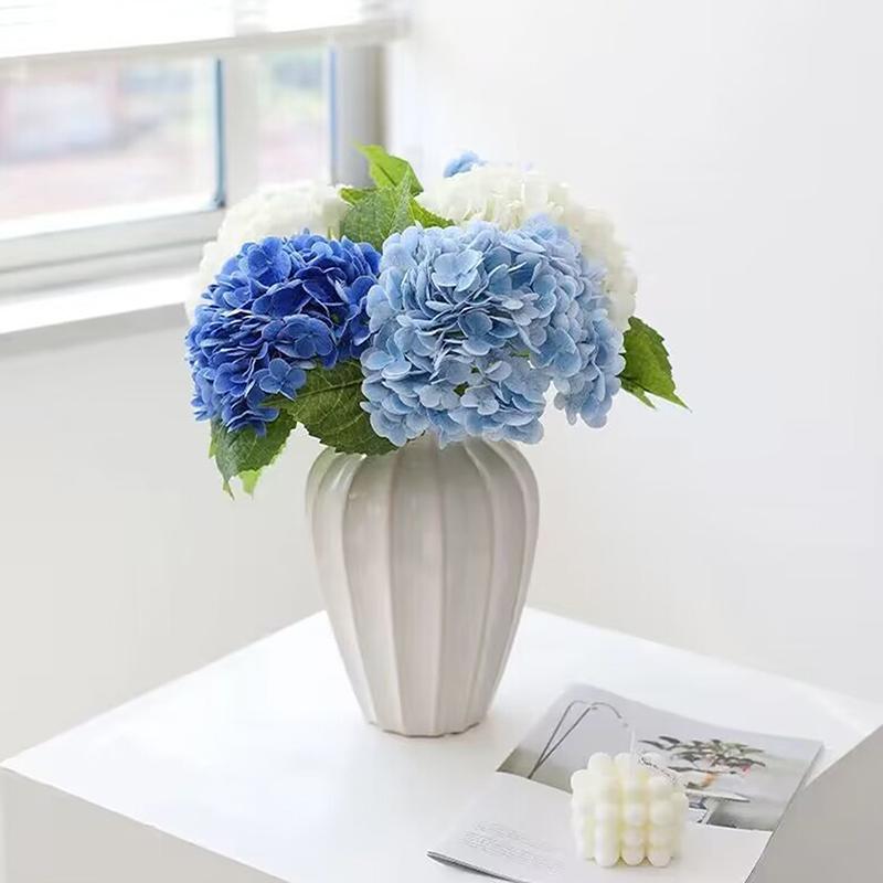 Blue Artificial Hydrangea Flowers Real Touch Green Artificial Hydrangea Branches Decoration Wedding Bouquet Flower Arrangement