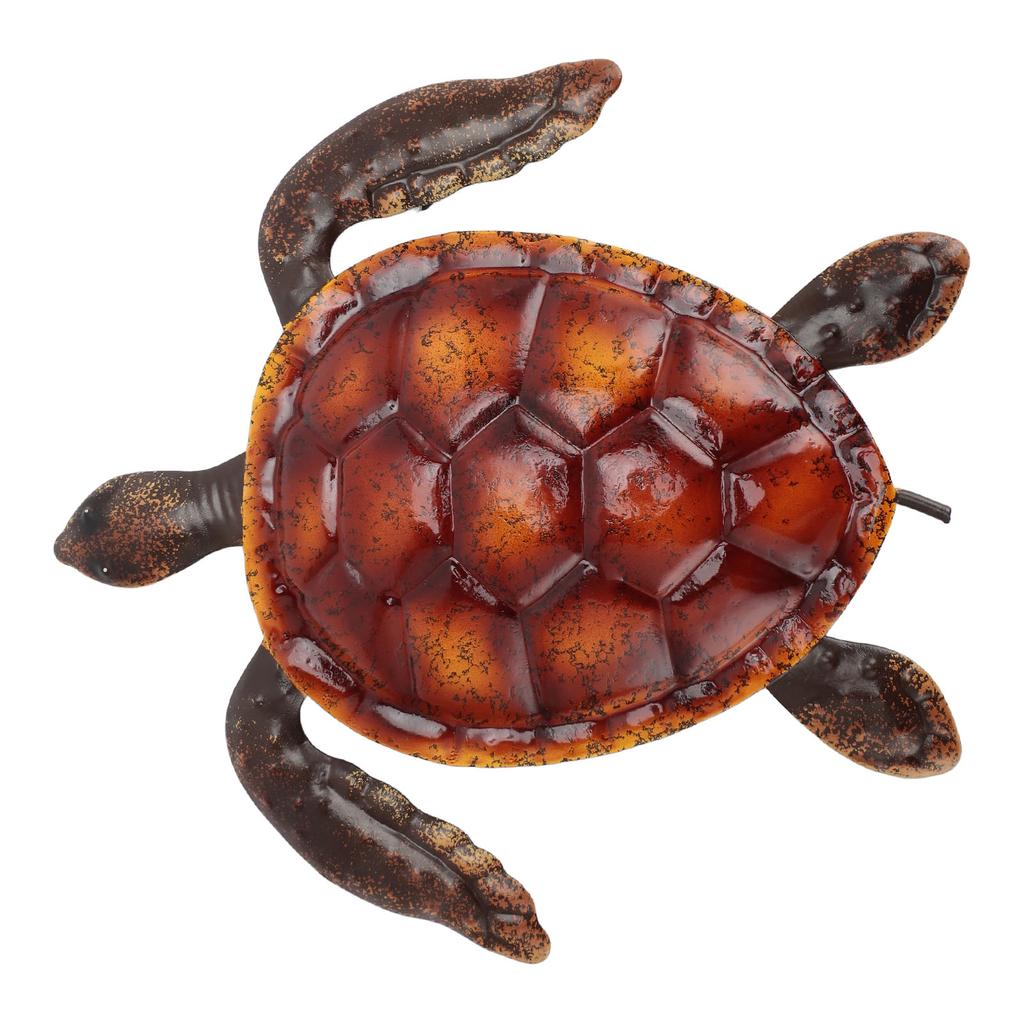 Turtle Wall Decor Vivid Lifelike Rust Proof Metal Sea Animal Statue Decoration for Party Patio Home Aquarium Red
