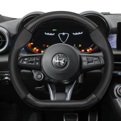 Pentru Alfa Romeo Husa Volan din Piele Perforată și Textură Fibra de Carbon 159 147 Gt Giulietta Mito Giulia Stelvio Tonale