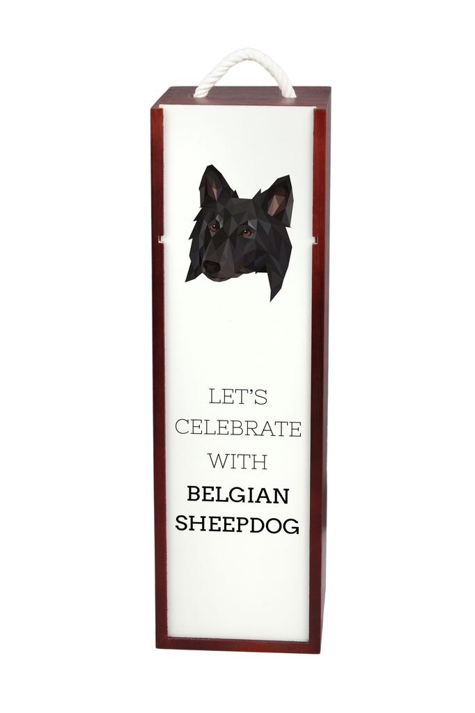Owczarek Belgijski, Belgijski Pies Pasterski - Geometryczne Pudełko Ze Zdjęciem I Napisem Na Wino Marki Art-Dog