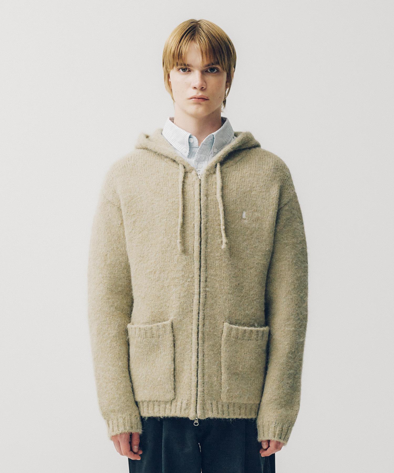 Yale Hairy Knit Zip-Up Hoodie_Greige Greige/S