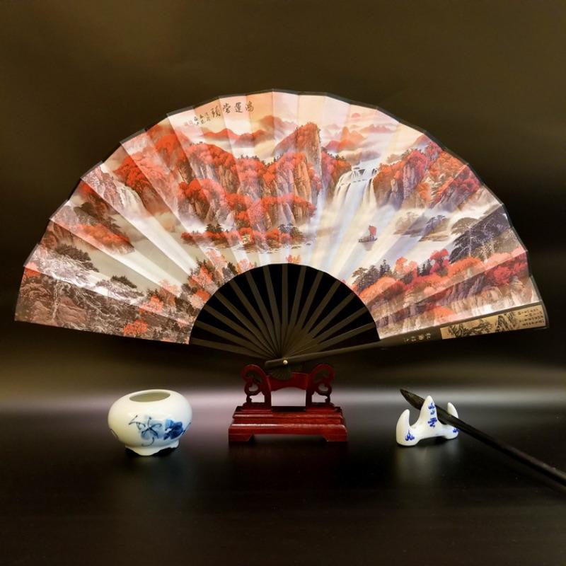 10inch Chinese Style Silk Fan Folding Fan Wedding Fan Art Gifts Dance Hand Vintage Bamboo Folding Home Decorative