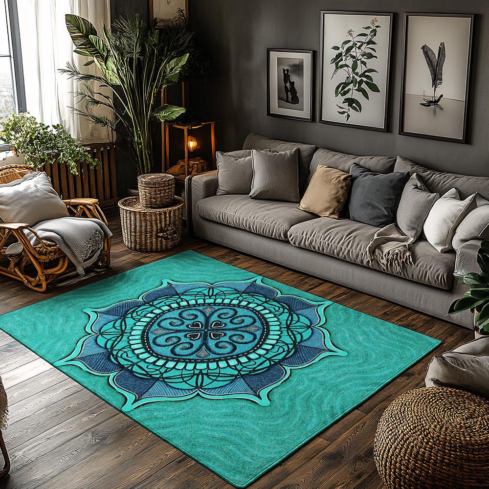 Bohemian Mandala Area Rug Non Slip Floor Mat Home Decor Living Room Bedroom Carpet Artistic Pattern Oriental Persian Style Rug