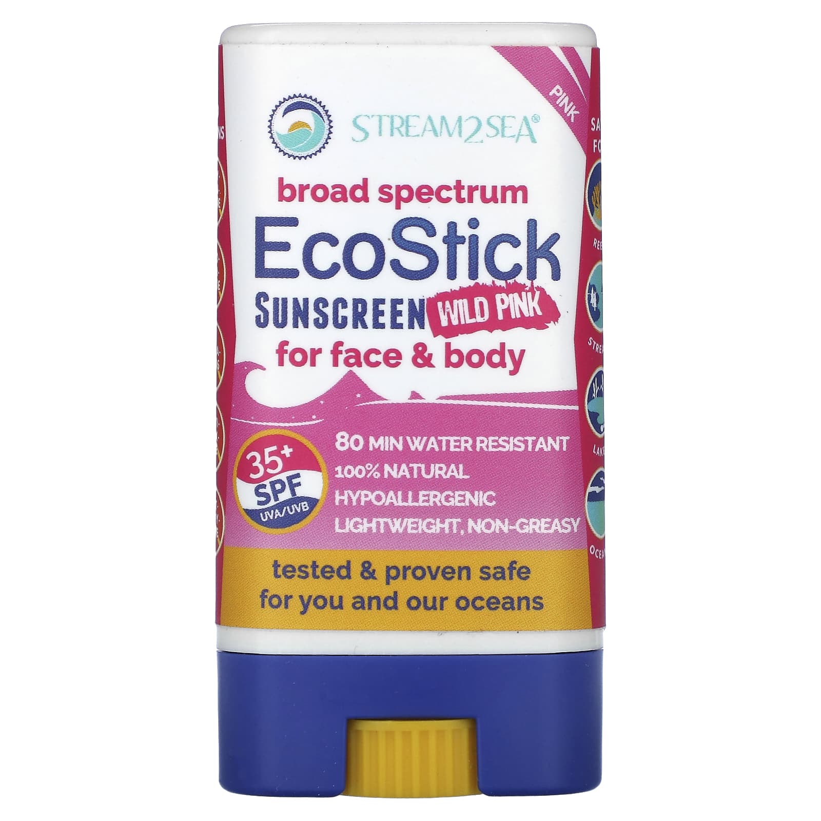 

Stream2Sea, Ecostick Sunscreen Wild Pink, Spf 35+, 14G(0.5Oz)