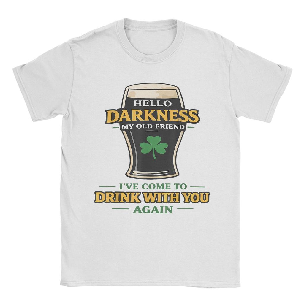 Novelty Hello Darkness My Old Friend Happy St Patricks Day Shamrock TShirt Unisex Round Collar Cotton T Shirts Short Sleeve