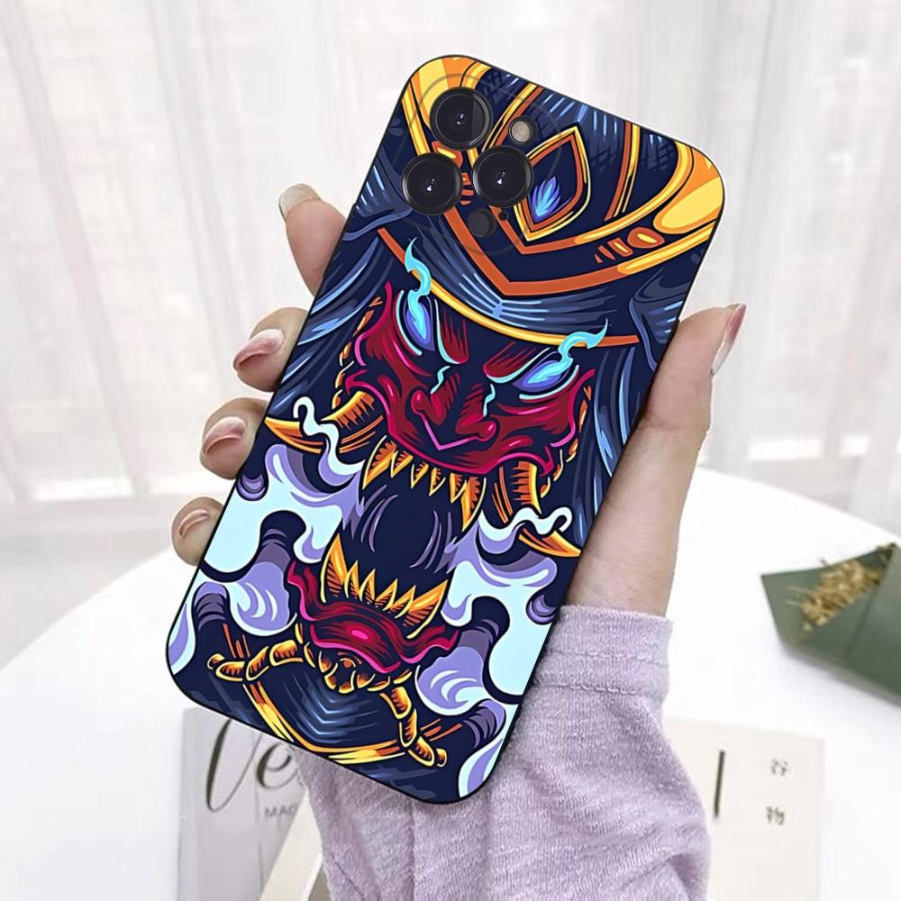Samurai Oni Mask Phone Case For IPhone 16 15 14 11 12 13 Mini Pro XS Max Cover 6 7 8 Plus X Funda Shell