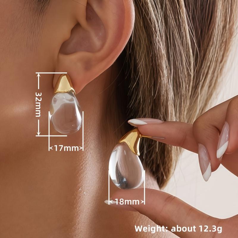 CAOSHI OL Style Waterdrop Shaped Resin Dangle Earrings for Women Newly Designed Versatile Jewelry Luxury Gold Color Accessories