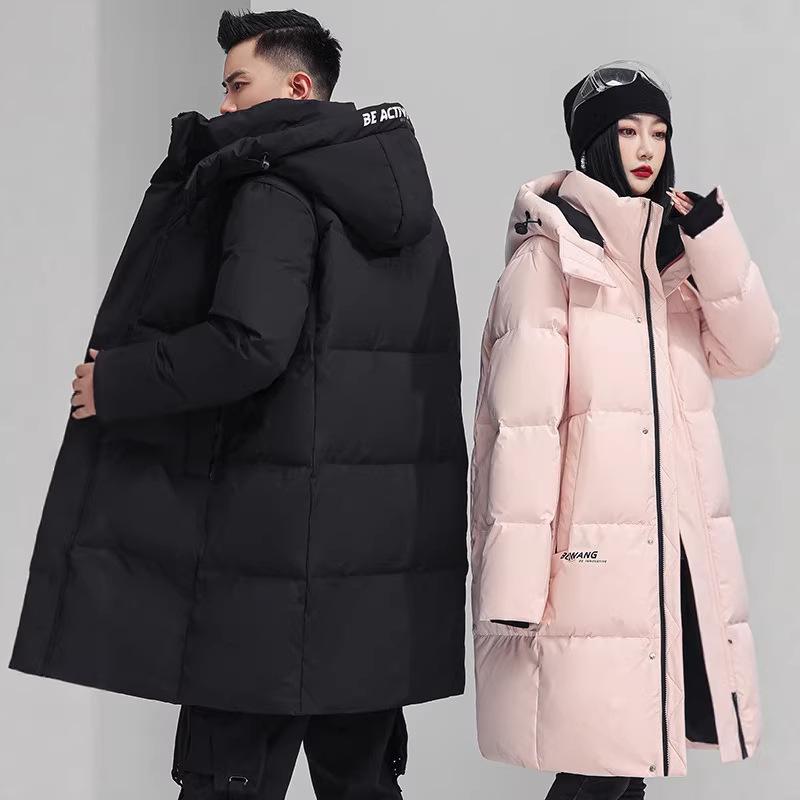 Winter Hooded Thick Casual Down Jacket for Men & Women - 90% White Duck Down, Mid-Length, Loose Fit