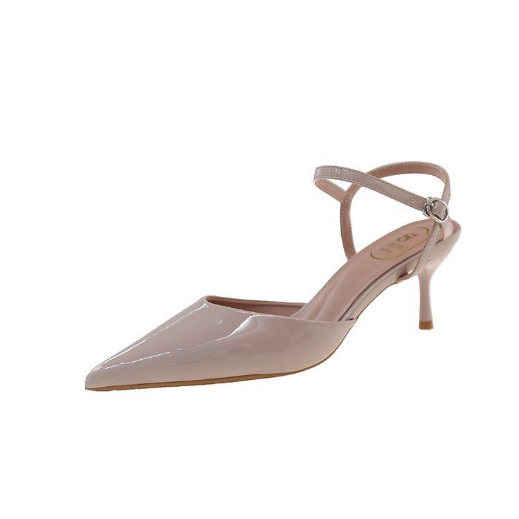 

Остроносые пустые сандалии лето новые ретро нишевый дизайн чувство одно слово с пряжкой сандалии на высоком каблуке женские 42 розовый