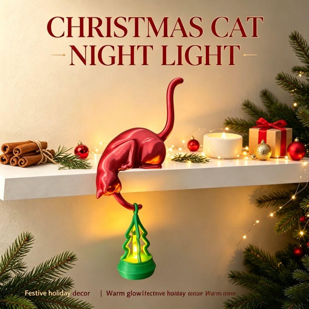 Inverted Hanging Upside Down Cat Figurine Cute Christmas Tree Ornament Home Office Decor