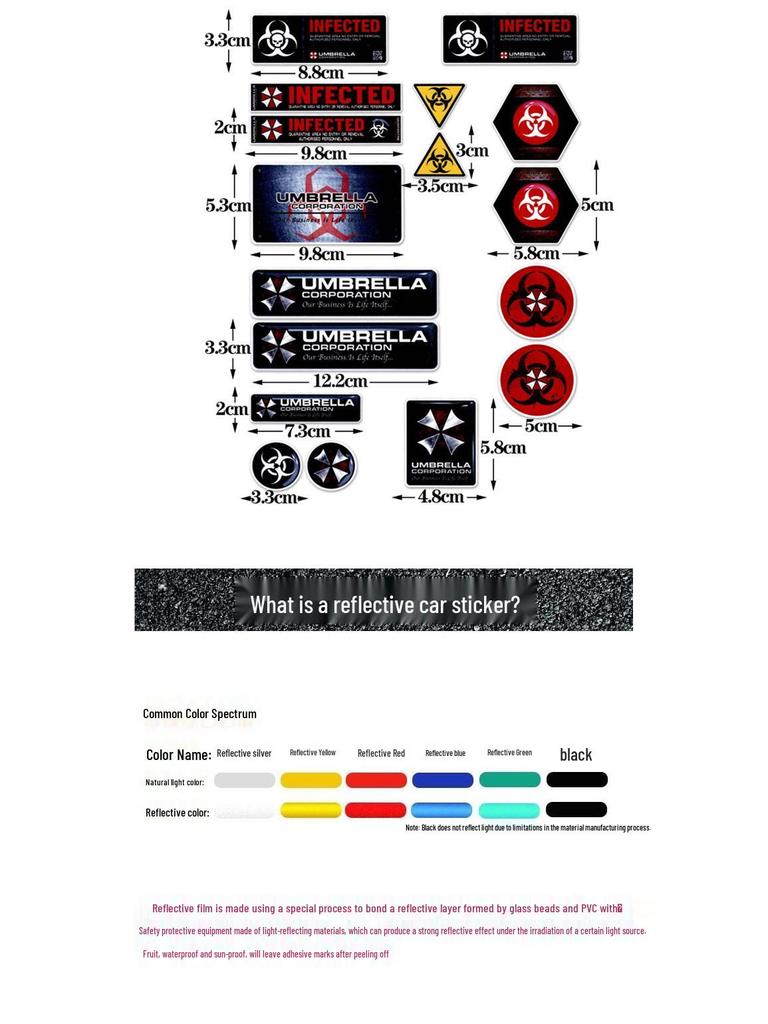 Наклейка на мотоцикл/автомобіль Resident Evil Umbrella: Водонепроникна та міцна наклейка