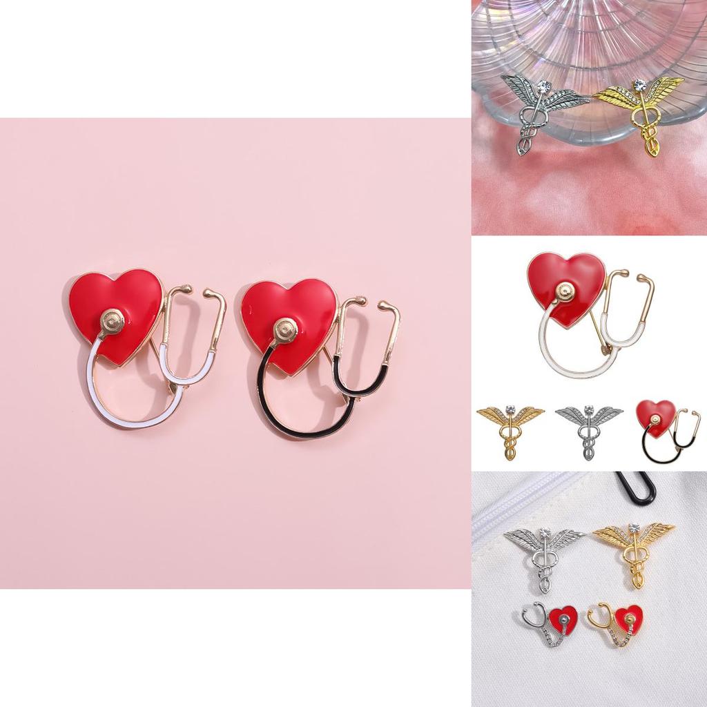 Unique Cartoon Style Medical Brooch Stethoscope And Ecg Design For Doctors And Nurses