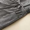 Summer women's cotton and linen plaid dress