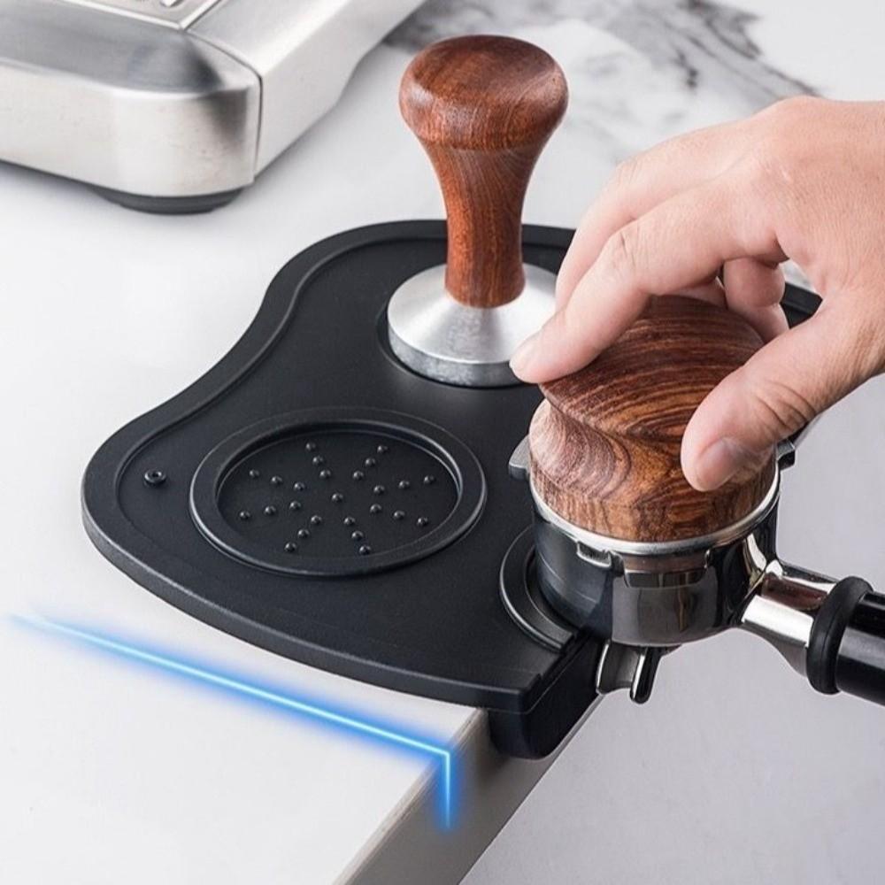 Black Powder Distributor Mat Anti-Skid Tamping Station Espresso Coffee Tamper Mat  Home Cafe