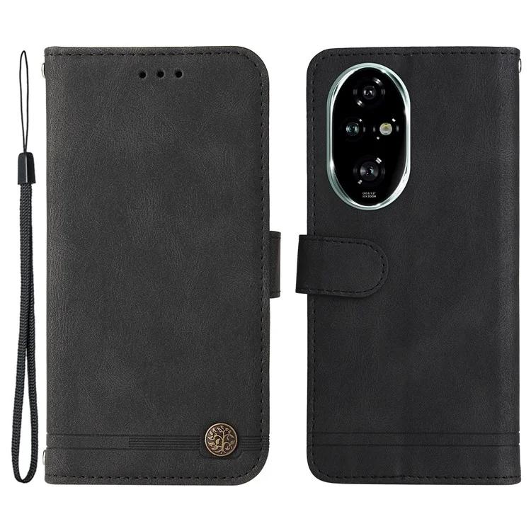 

For Honor 200 Pro 5G Case Skin-Touch Leather Phone Cover Wallet Stand View - Black