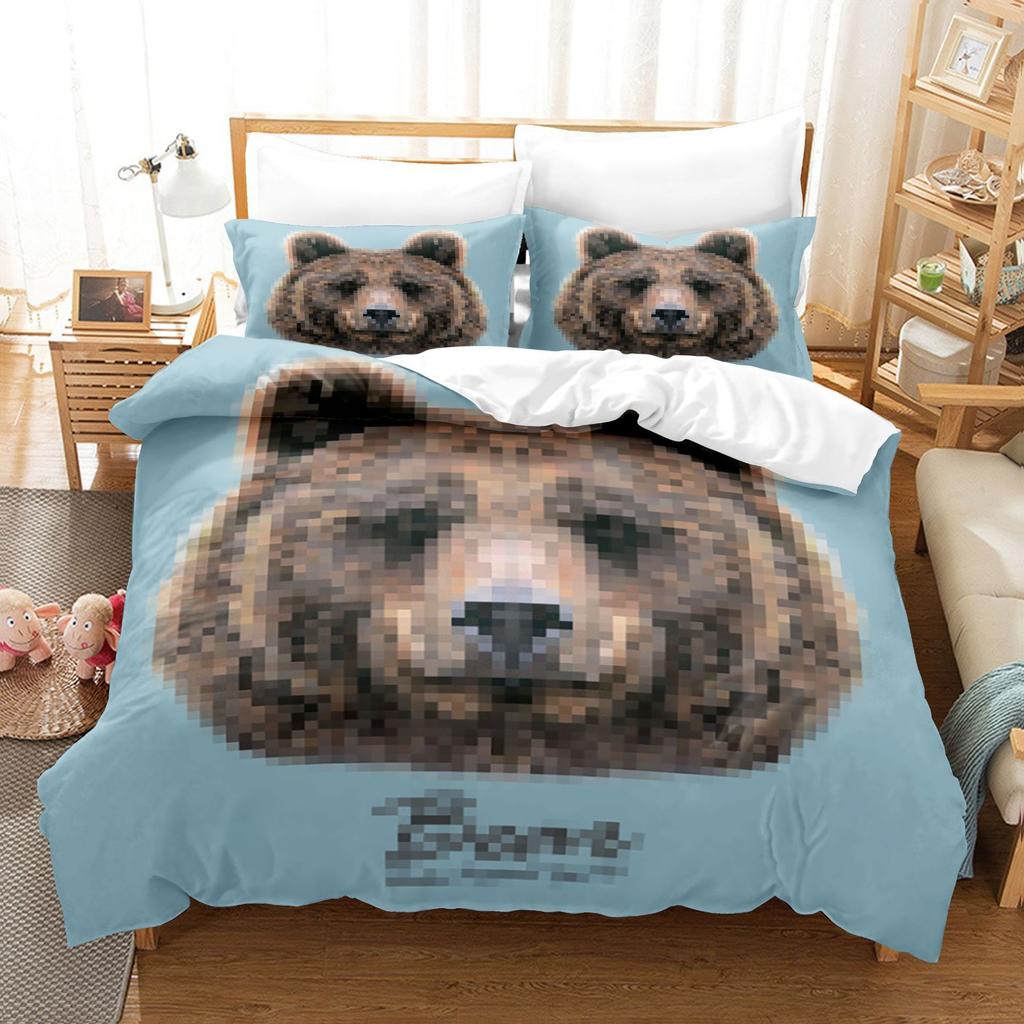 Animal Digital Printing Three-Piece Home Textile Bed Sheet Kit 3D Three-Dimensional 90G Grinding Four-Piece Set