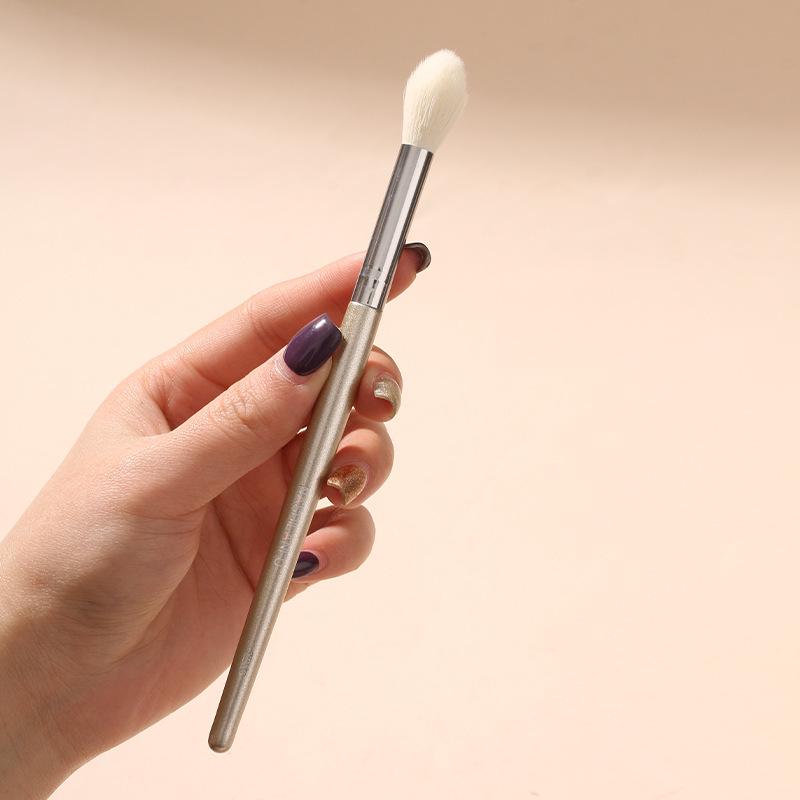 Champagne Gold 10-Piece Makeup Brush Set: Lip, Loose Powder, Blush, Foundation, Blending, Eyeshadow.