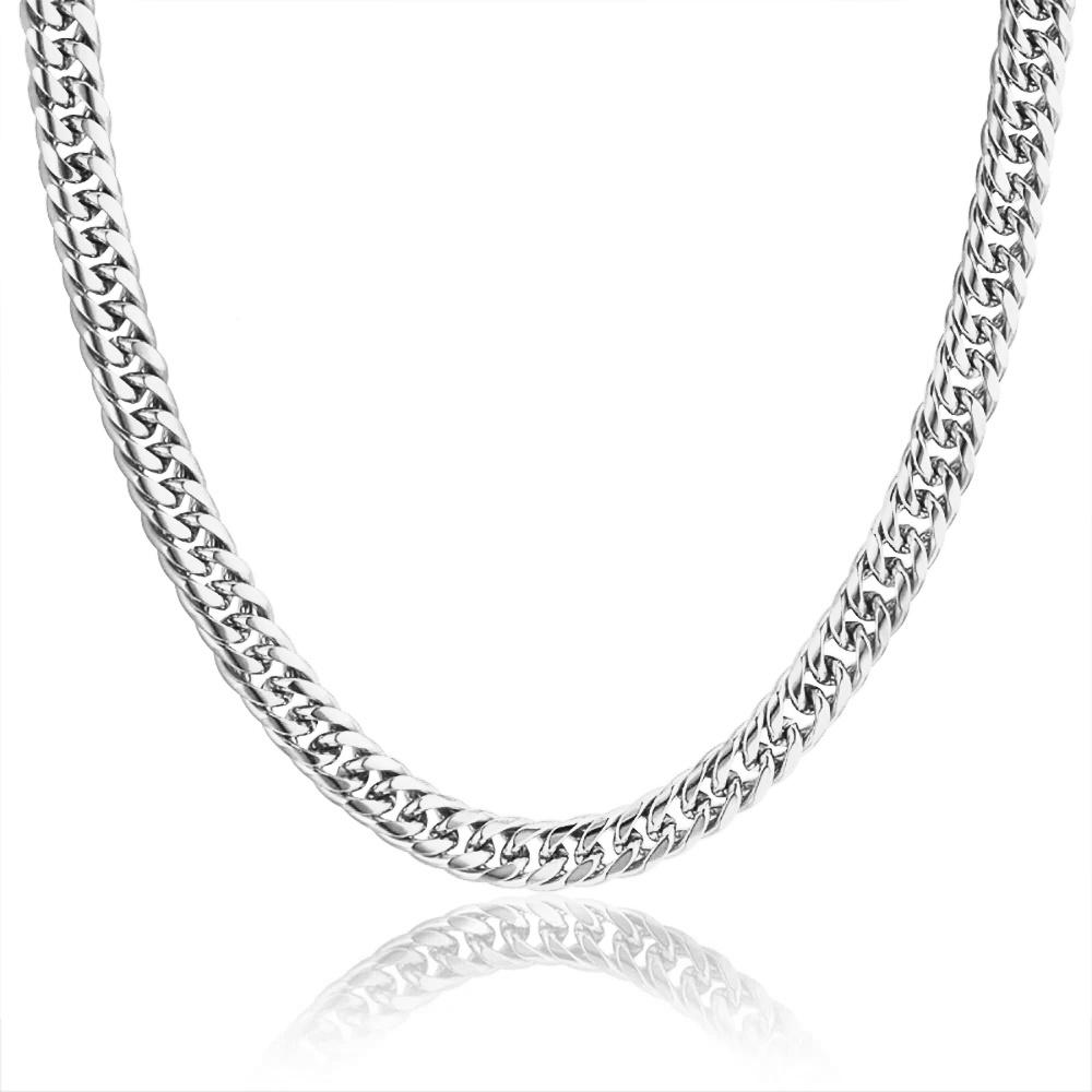 9MM Gold Plated Chunky Miami Cuban Link Chain Necklaces Hip Hop Thick Silver Color Stainless Steel Heavy Chains For Men Jewelry