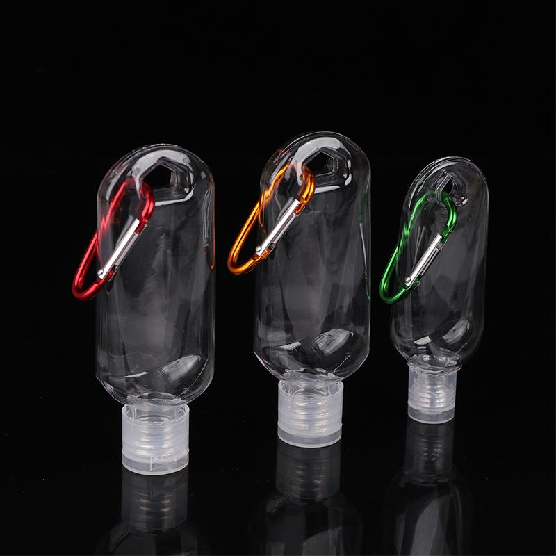 30/50/60Ml Empty Portable Bottle With Carabiner Hook Outdoor Travel Hand Sanitizer Reusable Plastic Squeeze Bottles Storage Tool