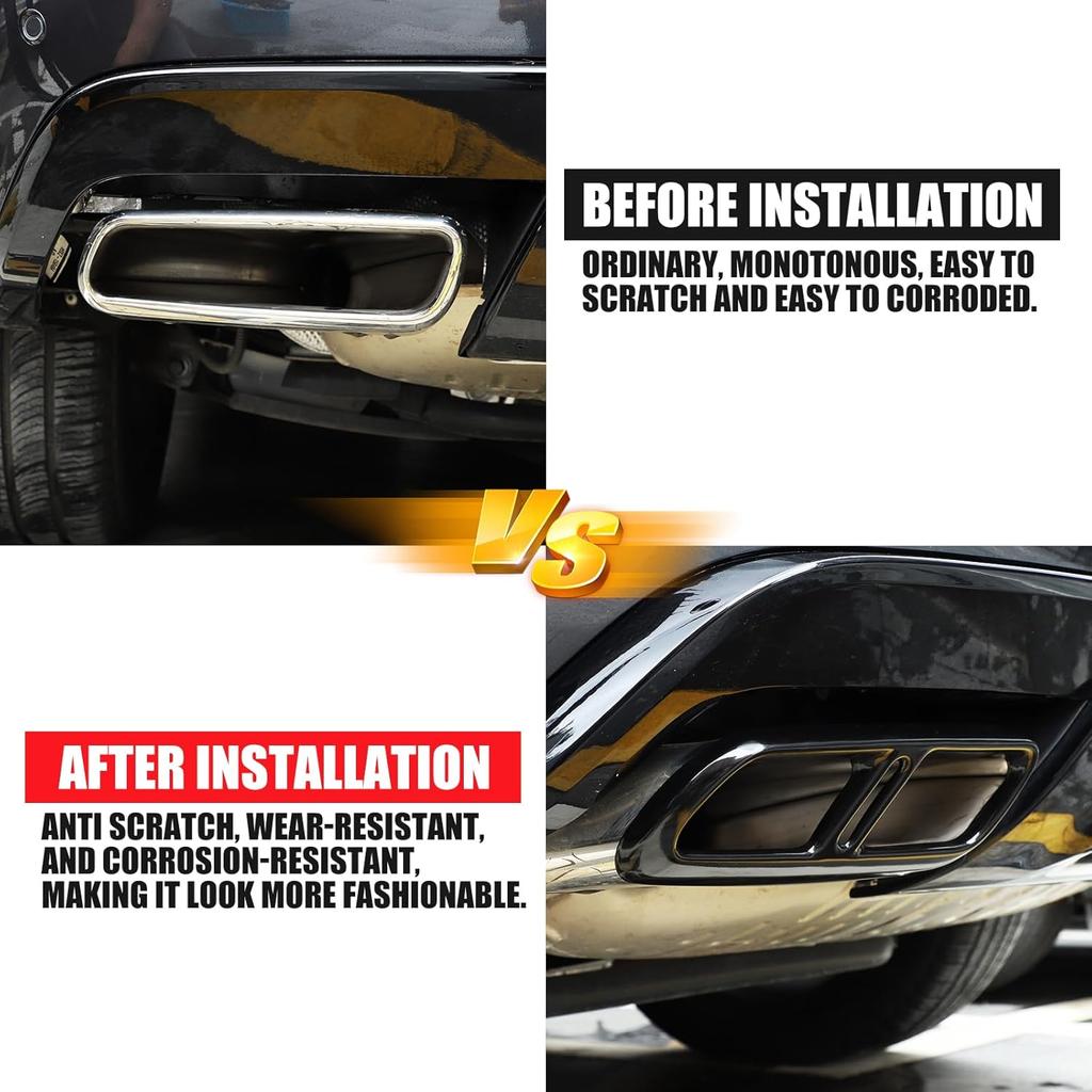 Exhaust Muffler Tail Pipe Trim Cover Compatible with Land Rover Range Rover Sport 2023 2024, Stainless Steel Rear Exhaust Pipe Cover Trim (Black)