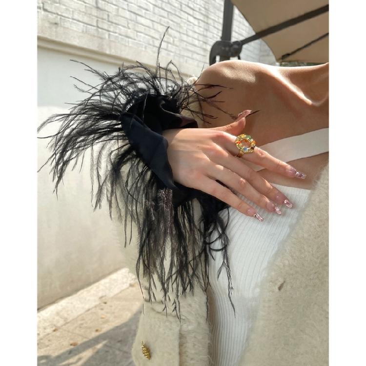 Ostrich Feather Hair Scrunchie Feather Hair Tie Hair Rope Headpieces for Women