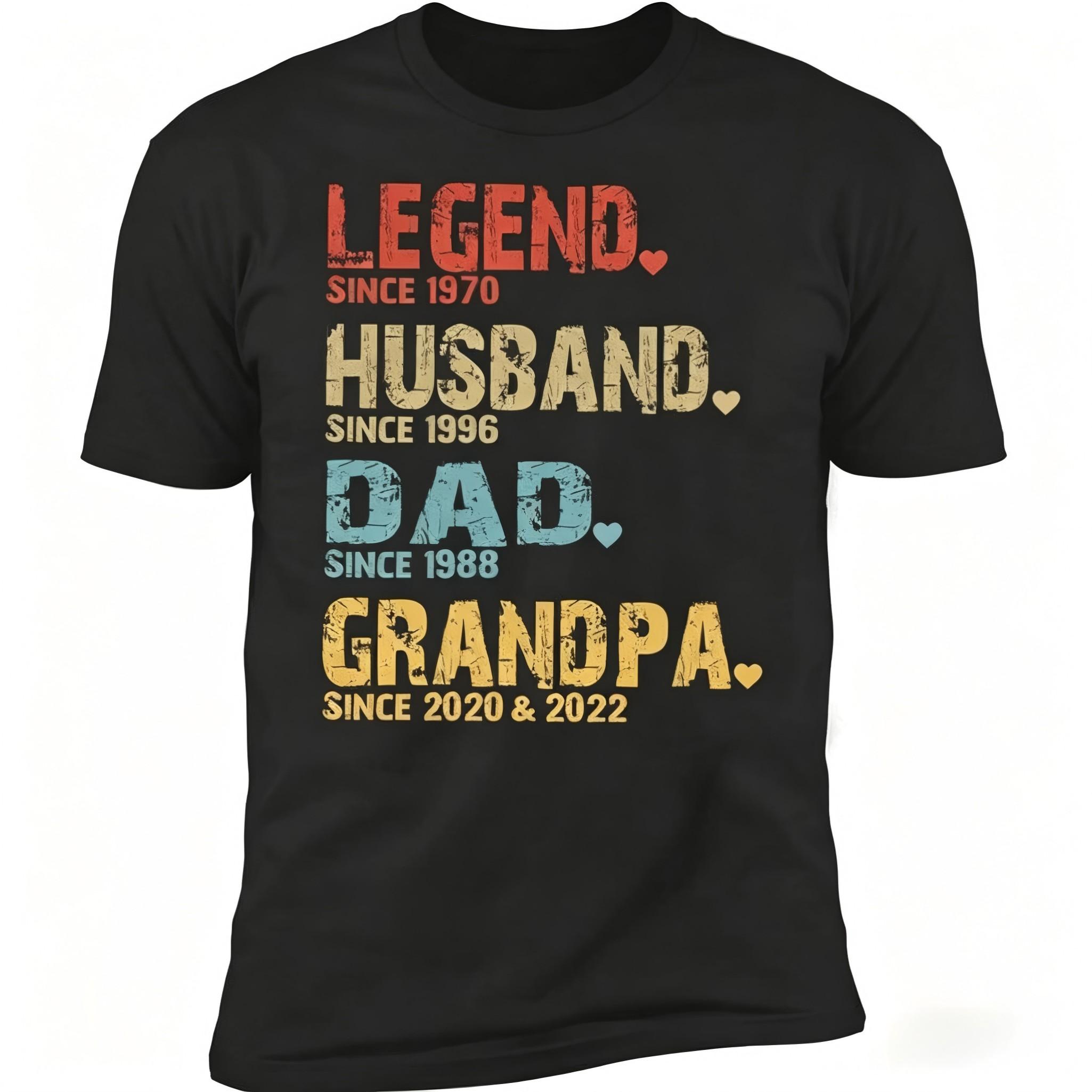 Personalized Dad Shirt, Custom Daddy Shirts for Men, Legend Grandpa T-Shirt, Gifts for Fathers Day Birthday S