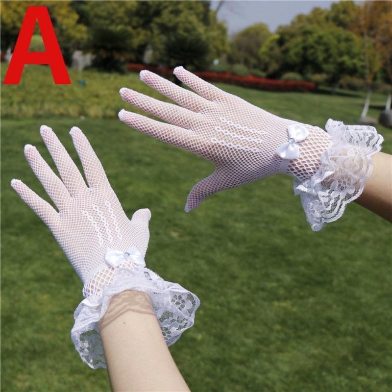Women Summer Uv-proof Driving Gloves Mesh Fishnet Gloves Lace Mittens Full Finger Girls Lace Fashion Gloves