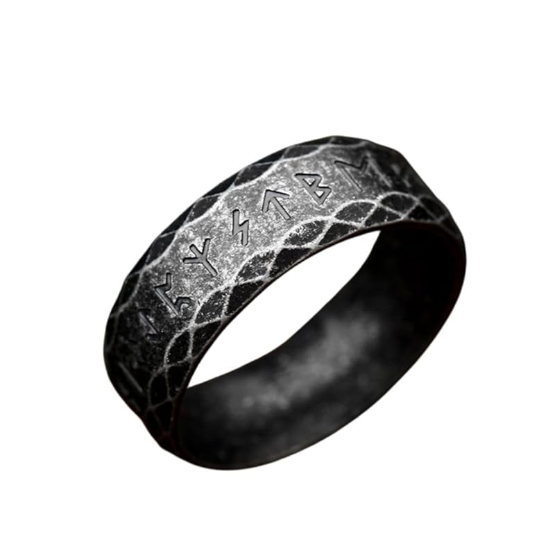 

[Sedona s Magic] Magic Ring rune men s ring 8mm width [Antique Black] Size [US10-JP19 (C62.1mm, d19.7mm)] secret society member ring Stainless steel
