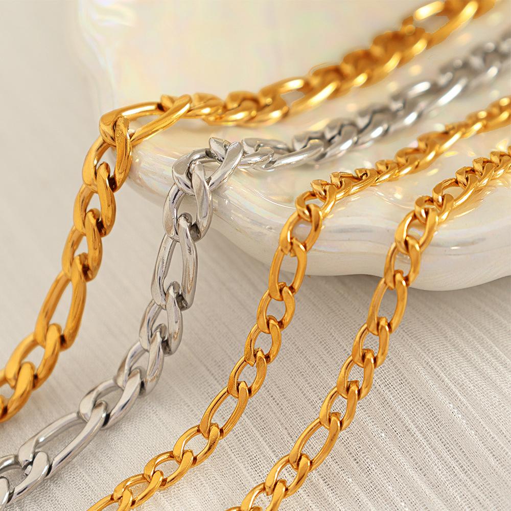 Mode Luxe Léger Figaro Chaîne Cubaine Bracelet en Acier Titane Tempérament Polyvalent Simple Personnalité Bracelet