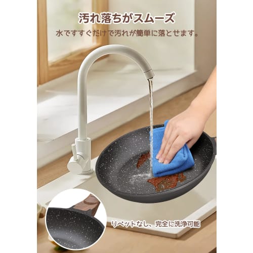 FERLORD 20cm Frying Pan, Induction and Gas Compatible, Non-Stick, Marble Coating, 5-Layer, Popular, High-Temperature, Durable, Easy To Clean, Shallow,