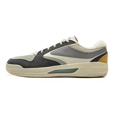 Li Ning Synthetic Leather Minimalist Fashion Non-Slip Wear-Resistant Low-Top Skate Shoes Unisex Sneakers Light-Gray AEPU095-2