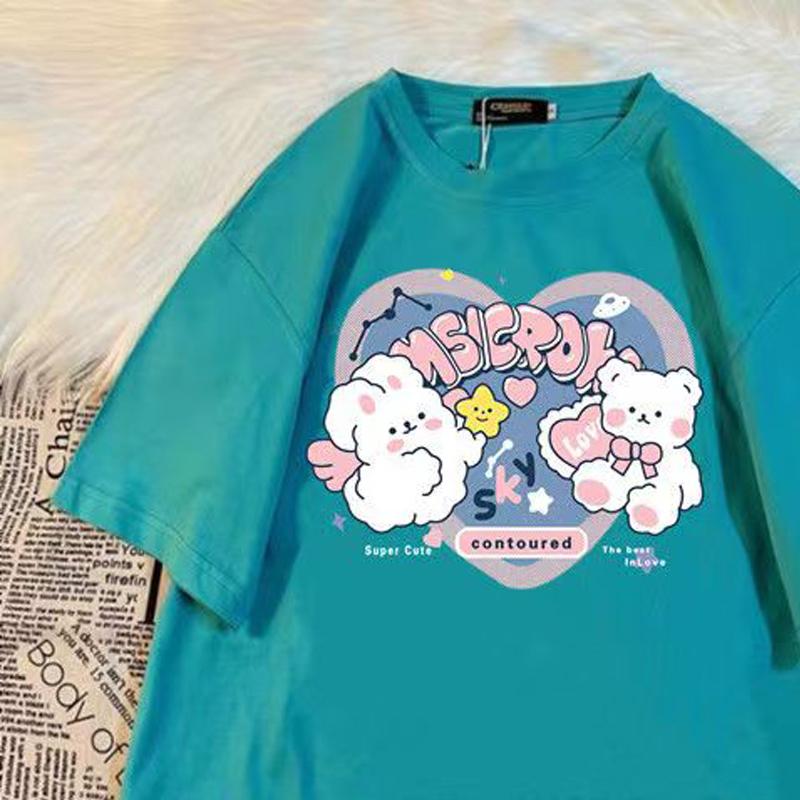 

Женская летняя популярная футболка с короткими рукавами из хлопка, дышащая, свободная футболка с принтом, повседневная XS