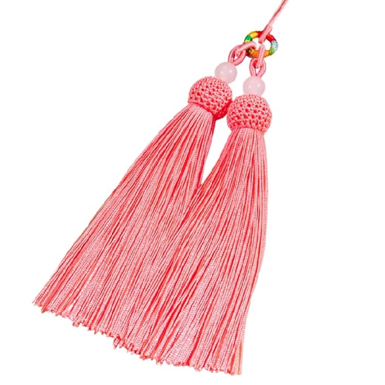 Versatile Keychain with Double Tassels Designs Polyester Silk Fringe with Loop for Keys Bags Decoration
