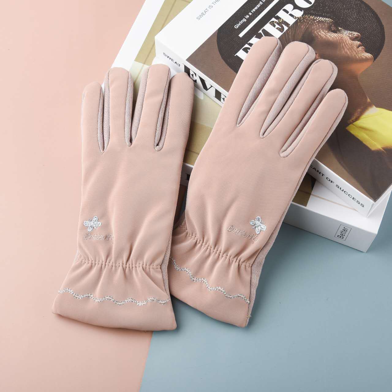 

Теплые женские утолщенные зимние морозостойкие, нескользящие и ветрозащитные флисовые велосипедные флисовые перчатки для активного отдыха с сенсорным экраном One Size верблюд