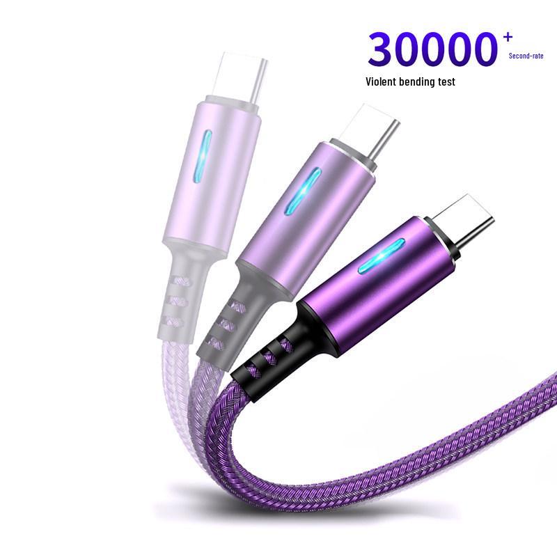 Type-C Fast Charging Cable for Huawei, 2m Braided with Breathing Light Display