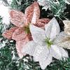 15cm Christmas Glitter Poinsettia Flower Sequins Large Simulated Flower Head Realistic DIY Wreath Artificial Christmas Flower