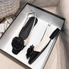 Fashion Rose Flower Flat Sandals Women Black White Mixed Color Slingback Summer Shoes Woman Square Toe Floral Sandalias Mujer Big Size42