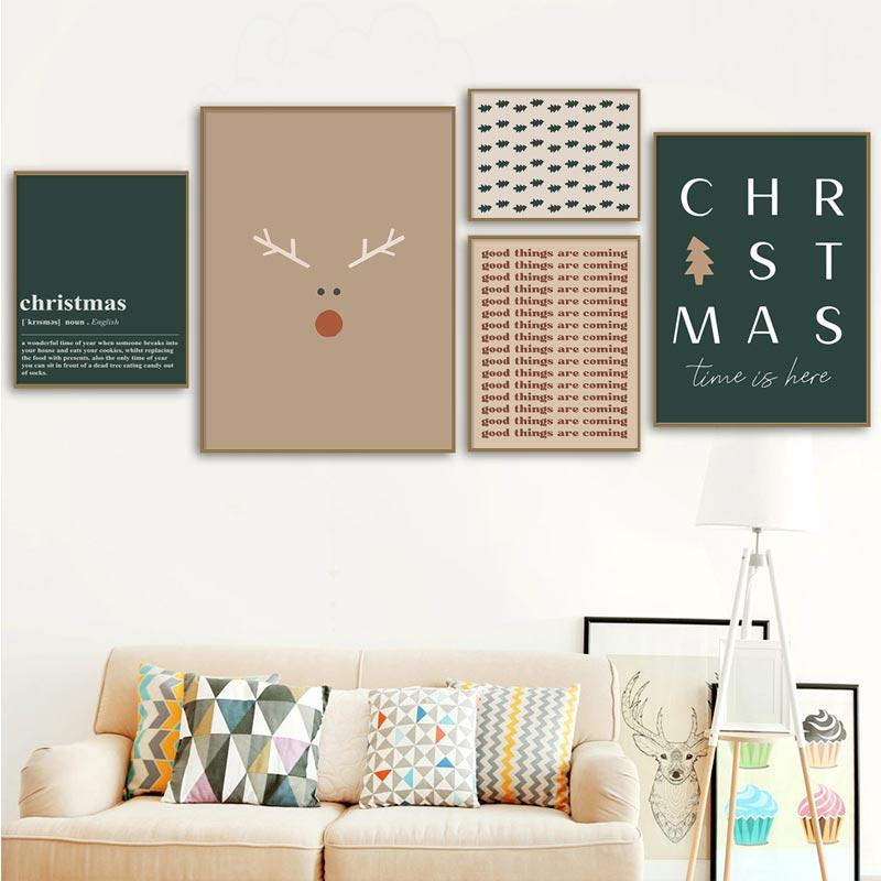 Merry Christmas Posters and Prints Christmas Wall Art Canvas Painting Happy Holiday Pictures Room Wall Decor Home Decoration