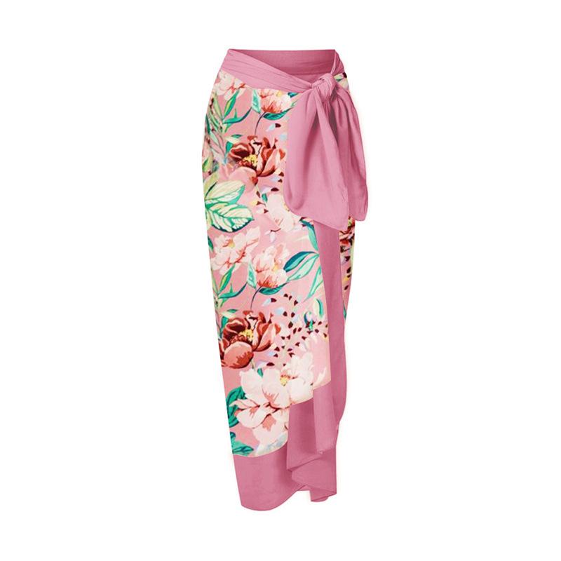 

Floral Print Vacation Midi Skirt with Tie-up Detail One Size рожевий