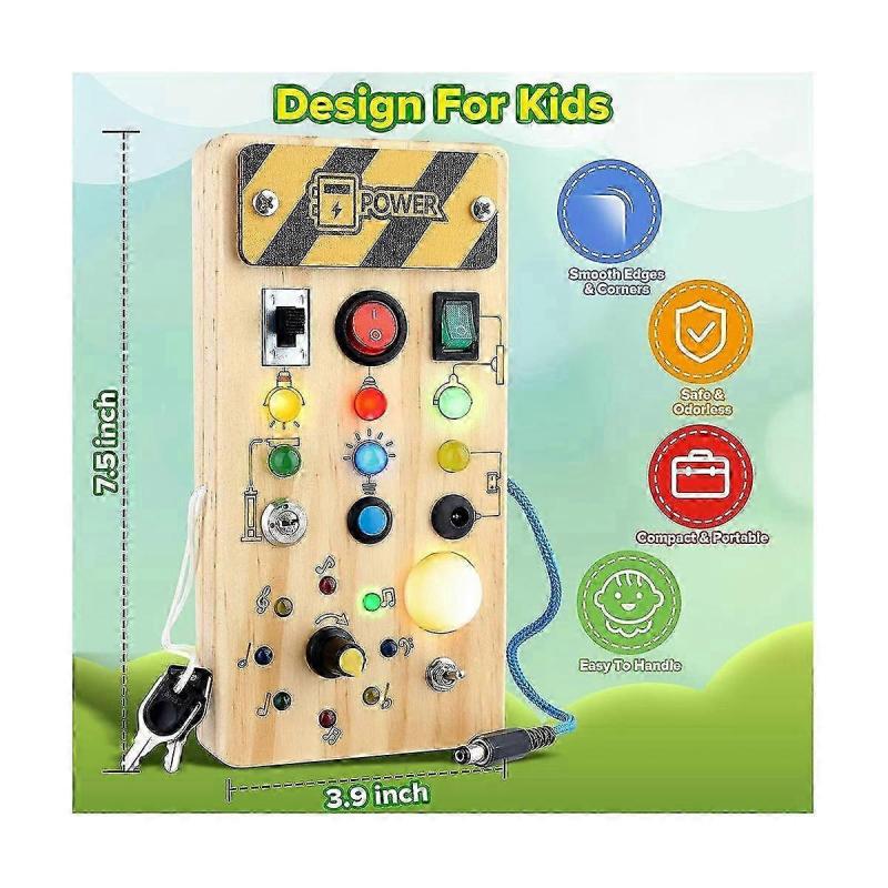 Hölzernes Aktivitätsbrett-Spielzeug, Kleinkind-Aktivitätsbrett-Spielzeug mit Lichtschalter-Spielzeug für Aktivität, Weihnachten & Birt--Holz