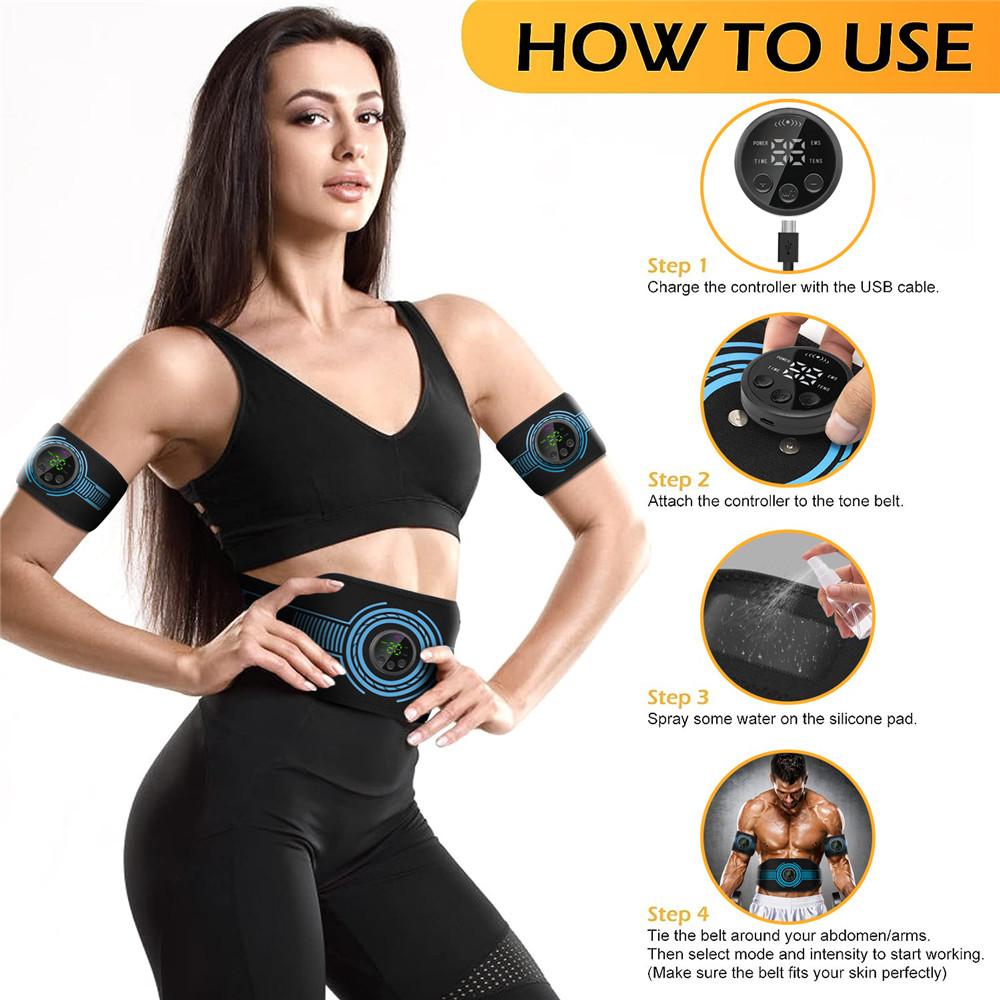 ABS Muscle Stimulator Toner Abdominal Trainer Belt Body Ab Slimming Machine Abdomen Arm Leg Fat Burn Fitness Workout Equipm Practical Use