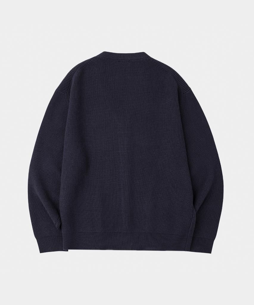LETTERCOMO Essential V-Neck Cardigan Knit Dark Navy